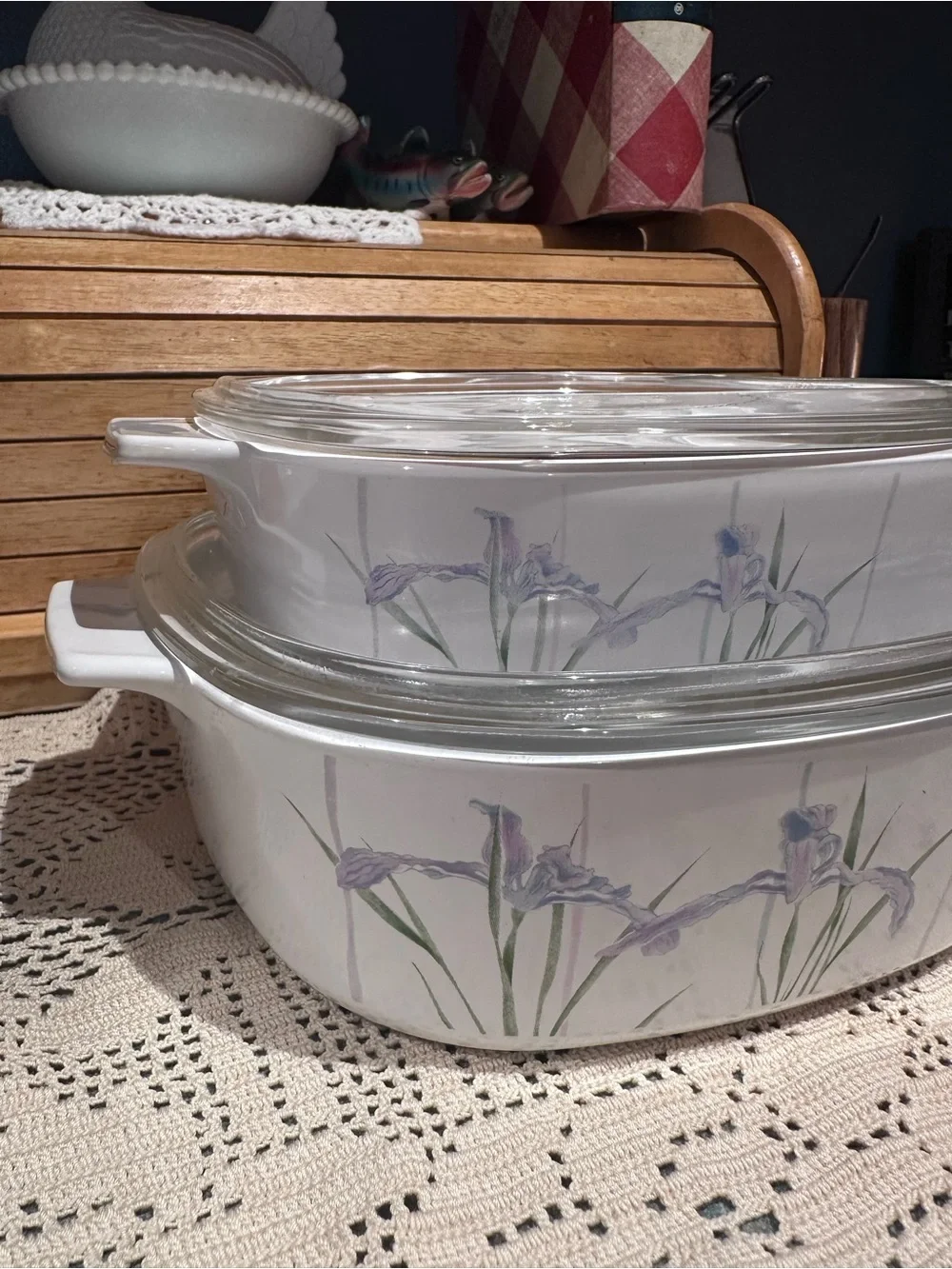 Vintage “Shadow Iris” Corningwear Dishes Set of 2